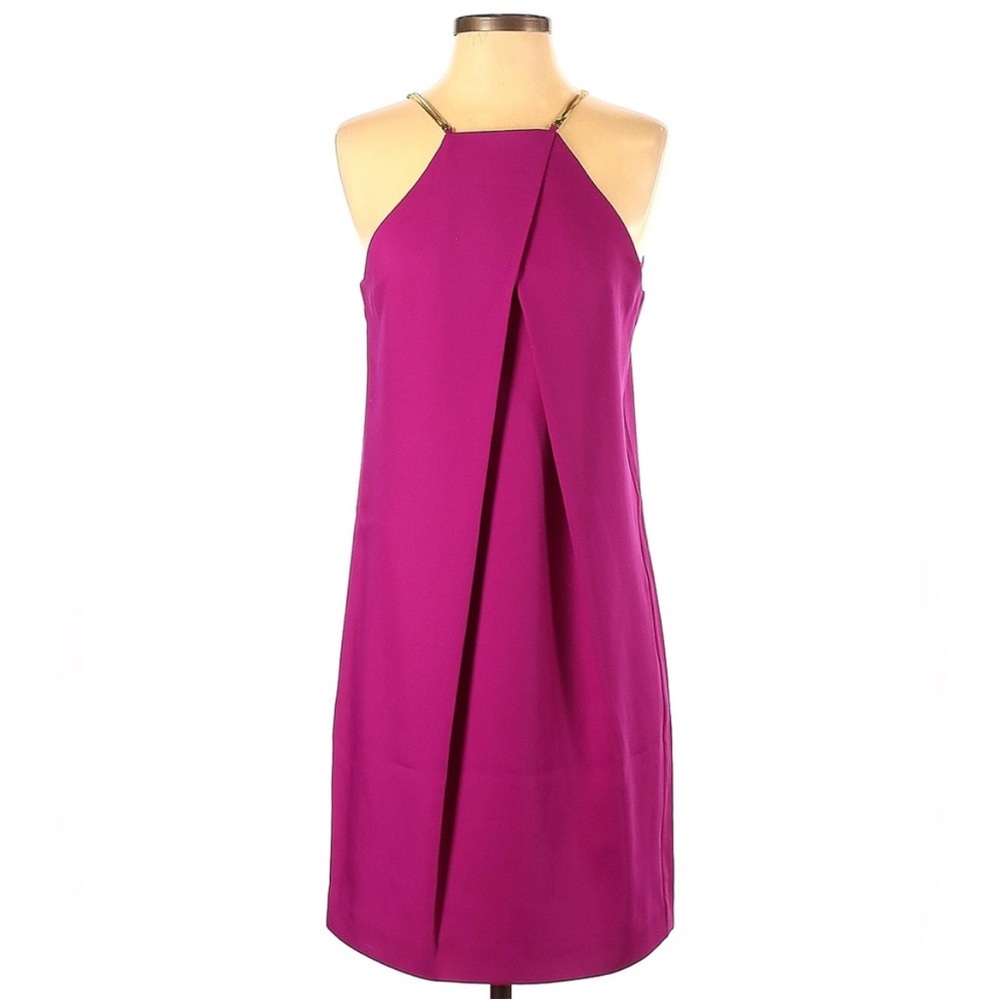 Trina Turk Magenta Dress with gold straps - Size 4 - worn once!  Like new!